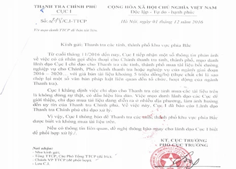 Táo tợn mạo danh Thanh tra Chính phủ để bán tài liệu