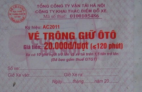 Lắt léo vé trông giữ ô tô giả