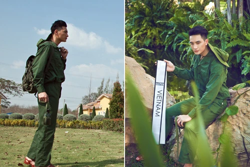 Mister Global 2015: Thí sinh Việt Nam chọn quân phục trong phần thi trang phục dân tộc