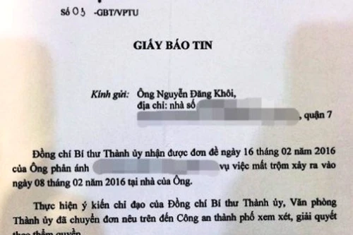 Bí thư TP.HCM Đinh La Thăng chỉ đạo điều tra vụ trộm biệt thự của ca sĩ Đăng Khôi