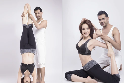 Khánh Thi cực gợi cảm trong bộ hình kỷ niệm cùng thầy luyện Yoga