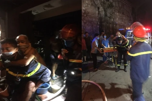 Kịp thời giải cứu 2 người mắc kẹt trong đám cháy ở khu phố cổ