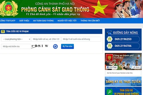 Công an Hà Nội hướng dẫn công dân tra cứu xe vi phạm giao thông
