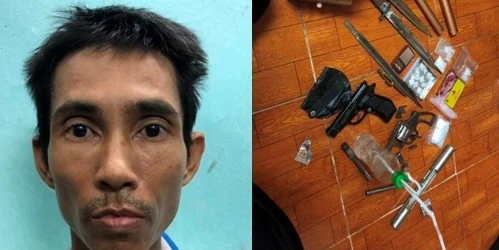 Thu 2 khẩu súng tại nhà ‘đầu nậu’ ma túy có 2 tiền án