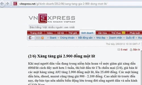 "Nhái" báo điện tử để tung tin đồn xăng tăng giá