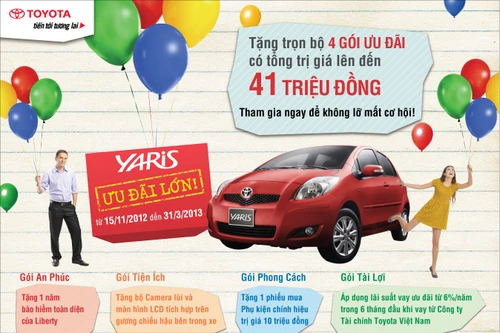 Tặng gói ưu đãi 40 triệu đồng khi mua xe Yaris E