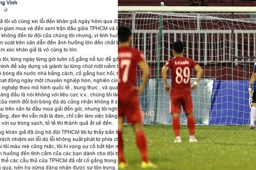 Lê Công Vinh xin lỗi khán giả đã "trót" xem trận TP.HCM-Long An