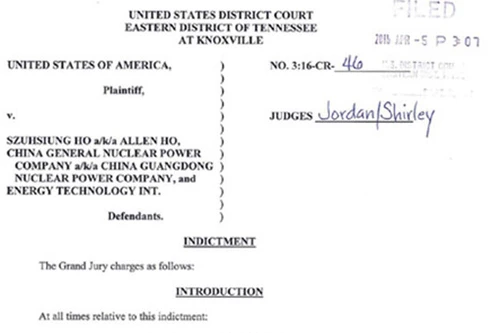 Mỹ truy tố kỹ sư gốc Hoa đánh cắp công nghệ hạt nhân