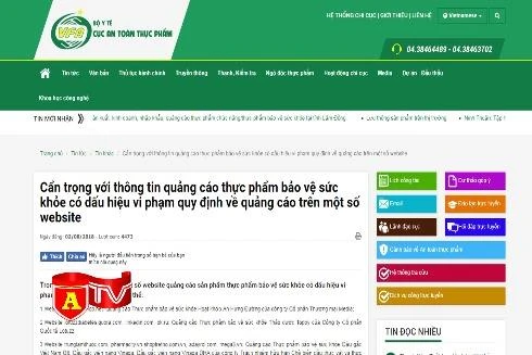 Hàng loạt website vi phạm quy định quảng cáo thực phẩm bảo vệ sức khỏe