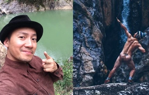 Rapper Tiến Đạt gây "sốc" khi tung ảnh khỏa thân bên thác nước