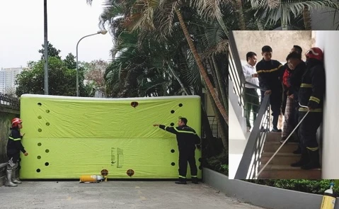 Cảnh sát cứu nạn an toàn bé gái có dấu hiệu bất thường đứng trên ban công tầng 15 chung cư