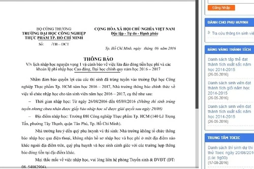 Dọa xóa tên khỏi danh sách trúng tuyển để lừa đóng học phí