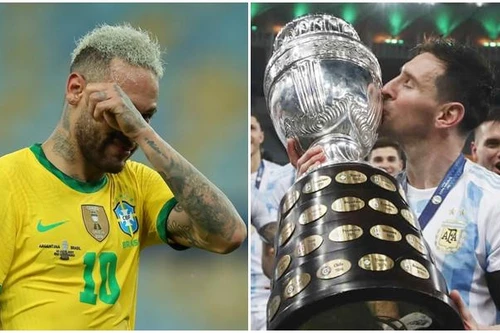 [ẢNH] Cảm xúc trái chiều của Messi và Neymar ở chung kết 