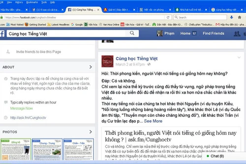 Sức hút của "Cùng học tiếng Việt" trên facebook