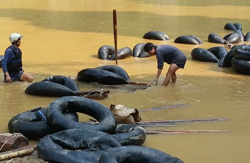 Thủ đoạn rất quái của lâm tặc: Vận chuyển gỗ lậu bằng săm ôtô