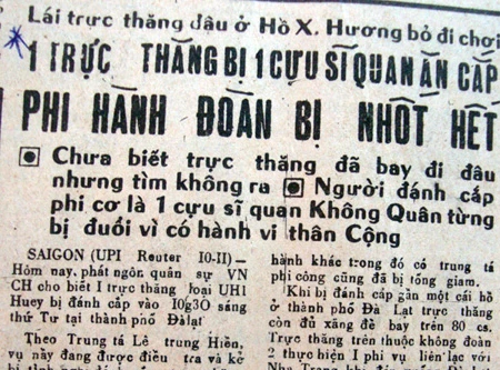 Quân lực VNCH choáng váng vì mất chiếc trực thăng UH-1