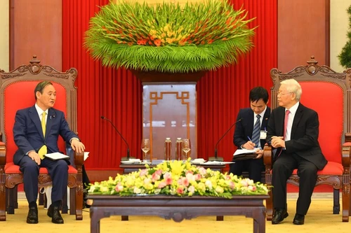 Tổng Bí thư - Chủ tịch nước Nguyễn Phú Trọng tiếp Thủ tướng Nhật Bản Suga Yoshihide 