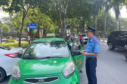 Kiểm tra, xử lý taxi Sông Hồng dán logo website cá độ