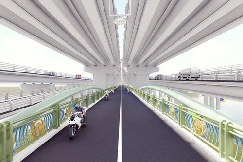 Ngắm cầu vòm thép đi thấp qua hồ Linh Đàm dành cho xe máy