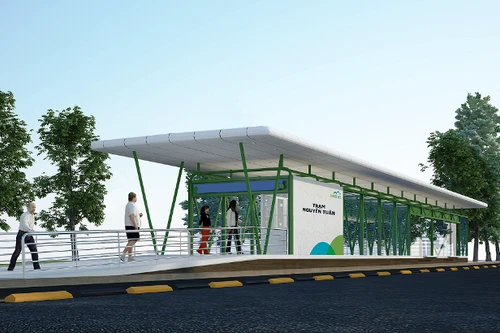 Nhà chờ xe buýt nhanh hiện đại đầu tiên tại Hà Nội