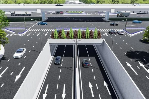 Rào chắn một phần đường Lê Văn Lương để thi công hầm chui 700 tỷ đồng