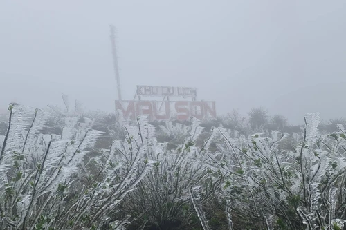 Băng giá xuất hiện nhiều nơi ở vùng cao Bắc bộ