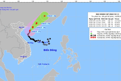 Bão số 1 tiến về đất liền Trung Quốc, mưa kết thúc ở Trung bộ