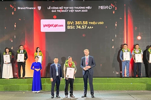 Vietjet là một trong 100 thương hiệu giá trị nhất Việt Nam