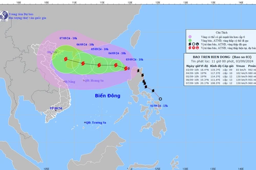 Bão Yagi đang quần thảo trên Biển Đông, liên tục tăng cấp thành siêu bão