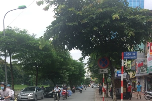 Hà Nội xén hè đường Nguyễn Ngọc Vũ để giảm ùn tắc