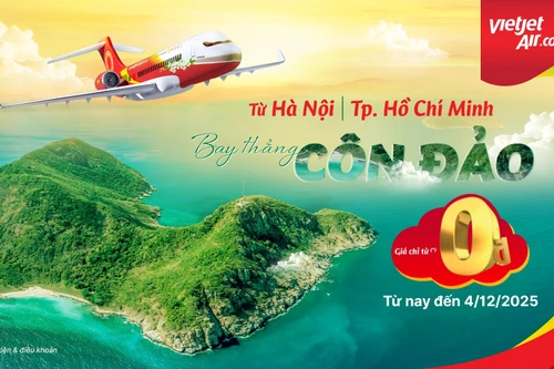 Vietjet mở bán vé 0 đồng trên các đường bay thẳng đến Côn Đảo