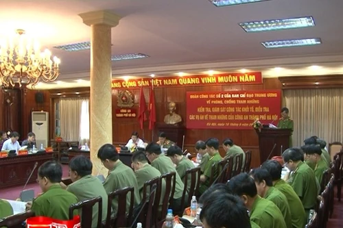 Ban chỉ đạo Trung ương về phòng chống tham nhũng làm việc với CATP.Hà Nội