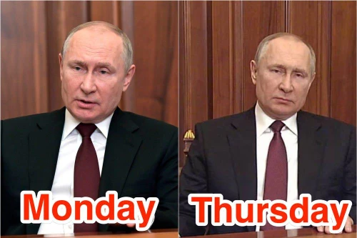 Trang phục gây chú ý của Tổng thống Nga Putin khi tuyên chiến với Ukraine 