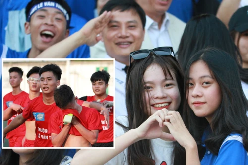 [ẢNH] Vào chung kết, CĐV vỡ òa sung sướng, cầu thủ THPT Lê Văn Thiêm bật khóc