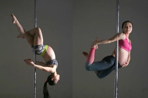 Có thai 9 tháng vẫn dẻo dai múa cột