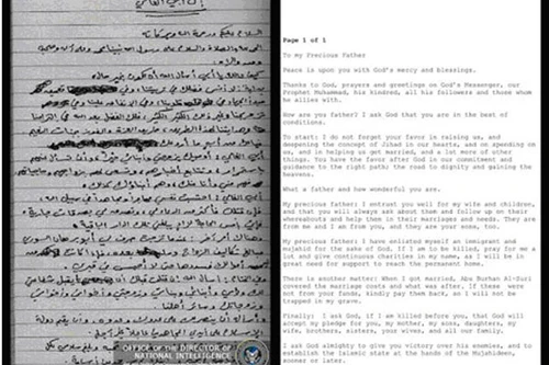 Mỹ công bố bản di chúc viết tay của Bin Laden
