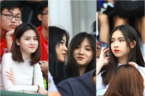 Những vẻ đẹp tinh khôi "đốn tim" CĐV trên khán đài sân Tây Hồ