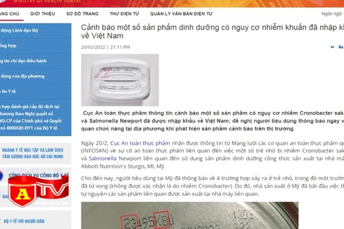 Cảnh báo lô sản phẩm dinh dưỡng trẻ em của Abbott có nguy cơ nhiễm khuẩn