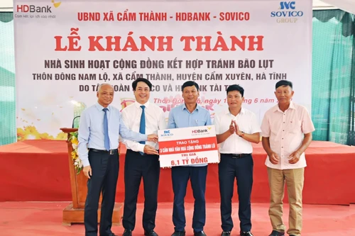 HDBank, Sovico trao tặng 3 nhà cộng đồng tránh lũ trị giá 6,1 tỷ đồng cho tỉnh Hà Tĩnh 