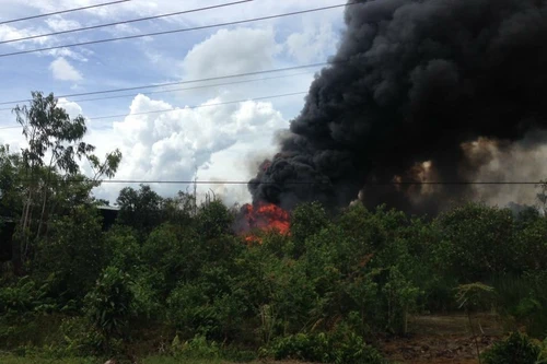 Nhà xưởng vùng ven TP. HCM bốc cháy dữ dội