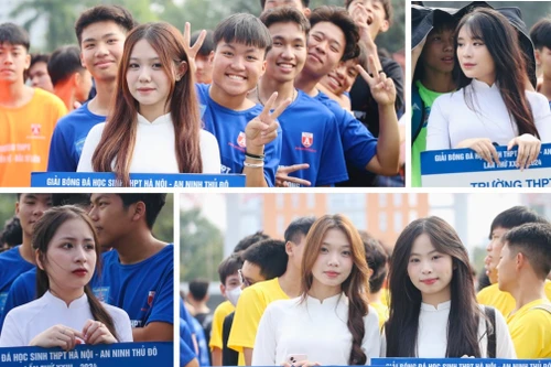 Nữ sinh Hà Nội khoe sắc trong ngày hội bóng đá học sinh An ninh Thủ đô