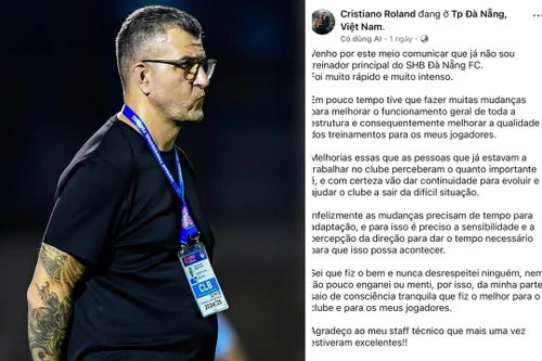 HLV Roland nói "không lừa dối, không hổ thẹn" khi rời CLB Đà Nẵng