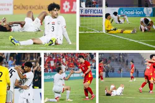 Cận cảnh cầu thủ Yemen đổ gục, bật khóc sau trận thua U23 Việt Nam