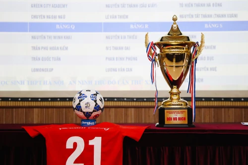 Toàn cảnh lễ bốc thăm giải bóng đá học sinh THPT Hà Nội 2022