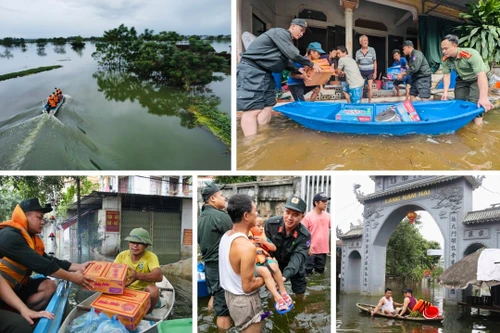 Công an Thủ đô chia sẻ khó khăn với đồng bào vùng mưa lũ Chương Mỹ