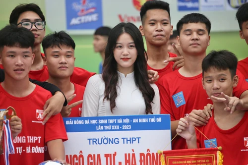 Toàn cảnh lễ khai mạc giải bóng đá học sinh THPT Hà Nội - An ninh Thủ đô 2023