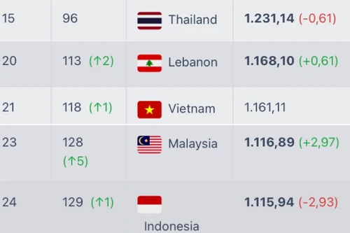 ĐT Việt Nam bất ngờ thăng hạng FIFA, Indonesia bị Malaysia vượt mặt