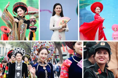 Nét duyên dáng và dịu dàng của nữ chiến sỹ Công an nhân dân trong tà áo dài truyền thống