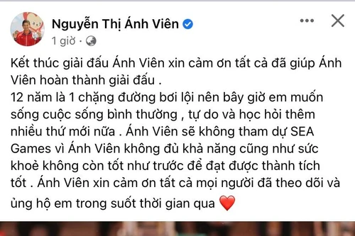 Ánh Viên chính thức tuyên bố không dự SEA Games 31
