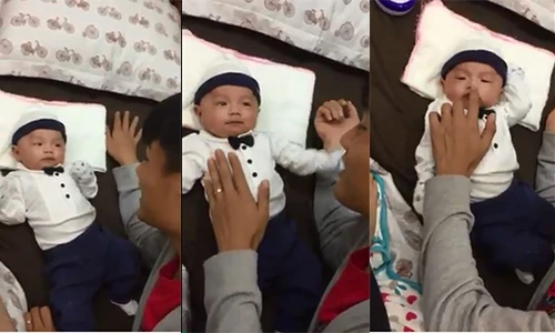 Kỳ Hân khoe clip Mạc Hồng Quân vui đùa bên con trai